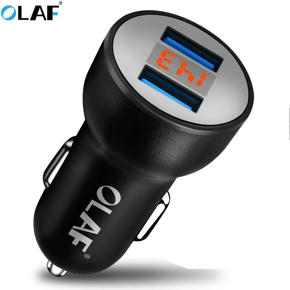 OLAF Dual USB Car Charger Digital Display LED 5V/3.1A Fast Charging Phone Charger For iPhone X 8