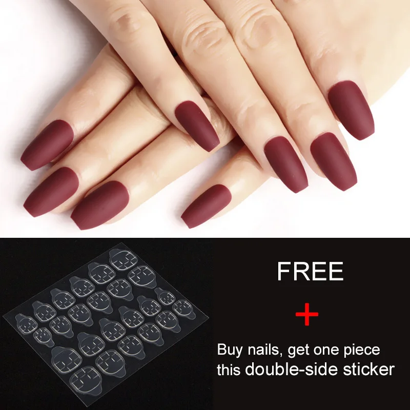 24pcs Set Short Coffin Nails Matte False Nails Tips Full Cover Ballerina Nails Artificial Fake Nails Art Manicure Tools Aliexpress Beauty Health
