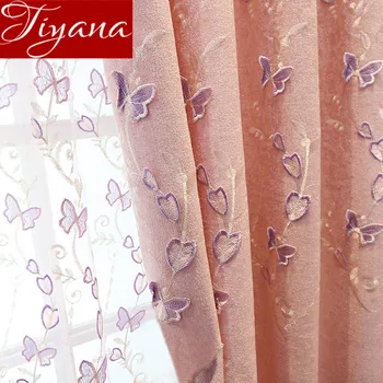 

Romantic Butterfly Curtain for Girls Room Window Bedroom Tulle Sheer Fabrics Blackout Curtain Drape Blinds X553#30
