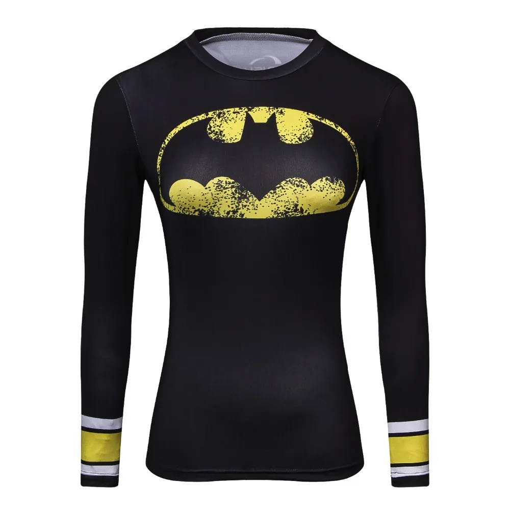 Весенняя брендовая футболка Женская 3D чудесный Супермен/Бэтмен с длинным рукавом женская футболка обтягивающие колготки чудо-женщина одежда для фитнеса