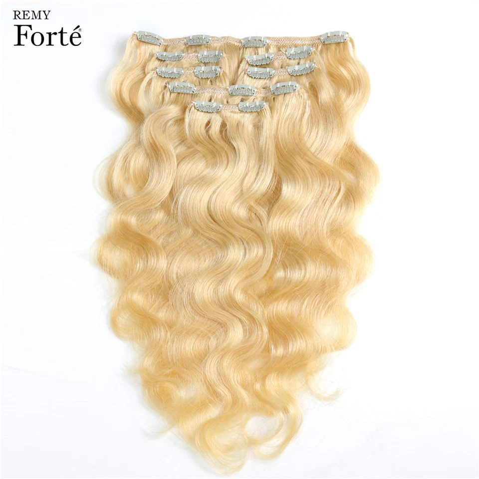 

Remy Forte Clip In Human Hair Extensions 613 Blonde Human Hair Clip 7 Pcs 115g Clip-In Full Head Body Hair Clip Thick Remy Hair