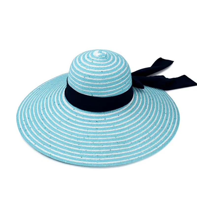 BomHCS Высококачественная вышитая блестками женская соломенная шляпа летний широкий пляжный навес солнцезащитные шляпы кепки 17F-315MZ20