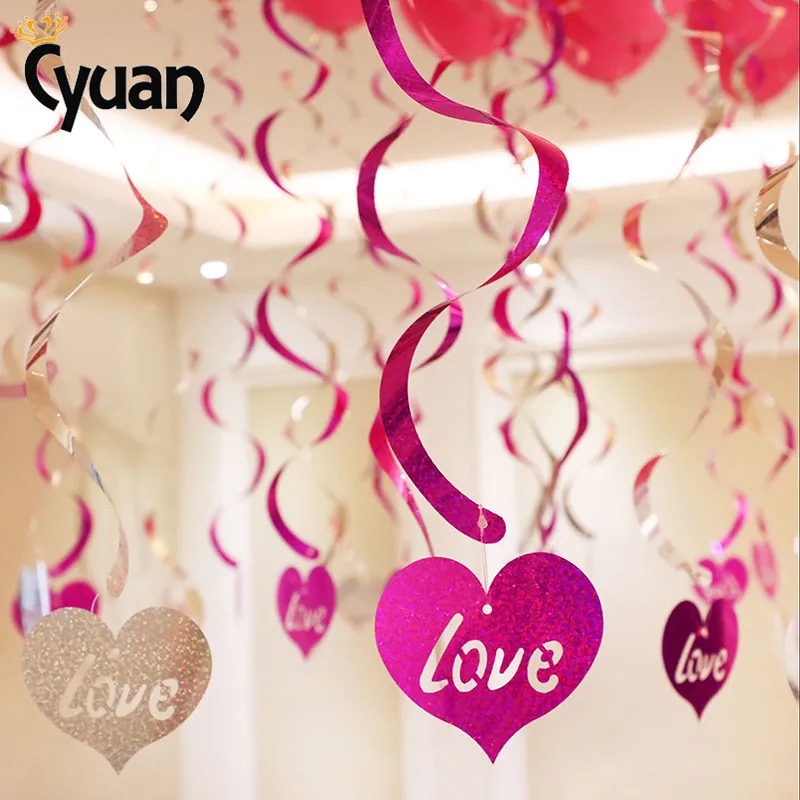 Wedding Xmas Valentines Metallic Heart Pearl Garlands