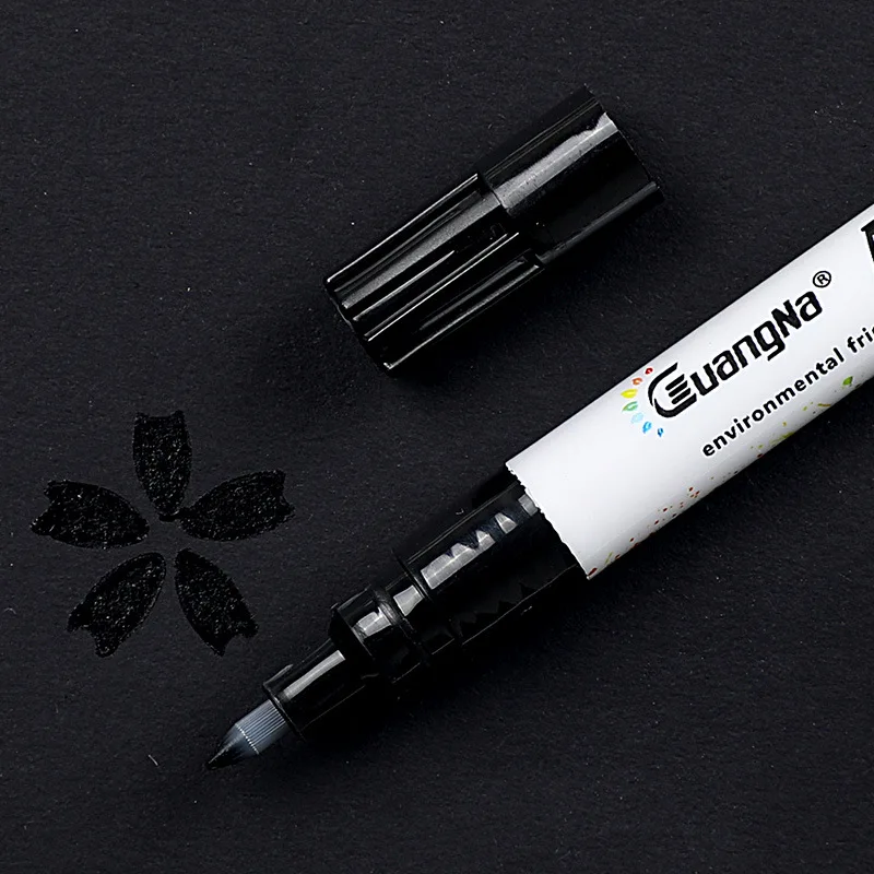 18 цветов металлический Микрон ручка детальная маркировка цвет металлический маркер для альбома черная бумага Рисование школьные наборы для рисования краски ручки - Цвет: Черный