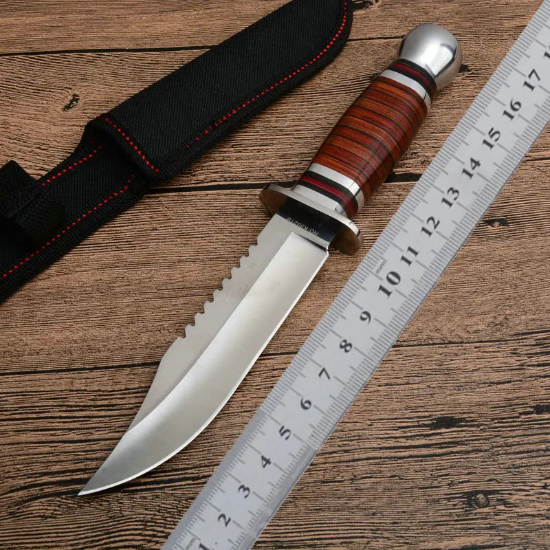 colombia Wood handle Fixed Blade Survival Bowie Hunting Knife K3021B (7)_