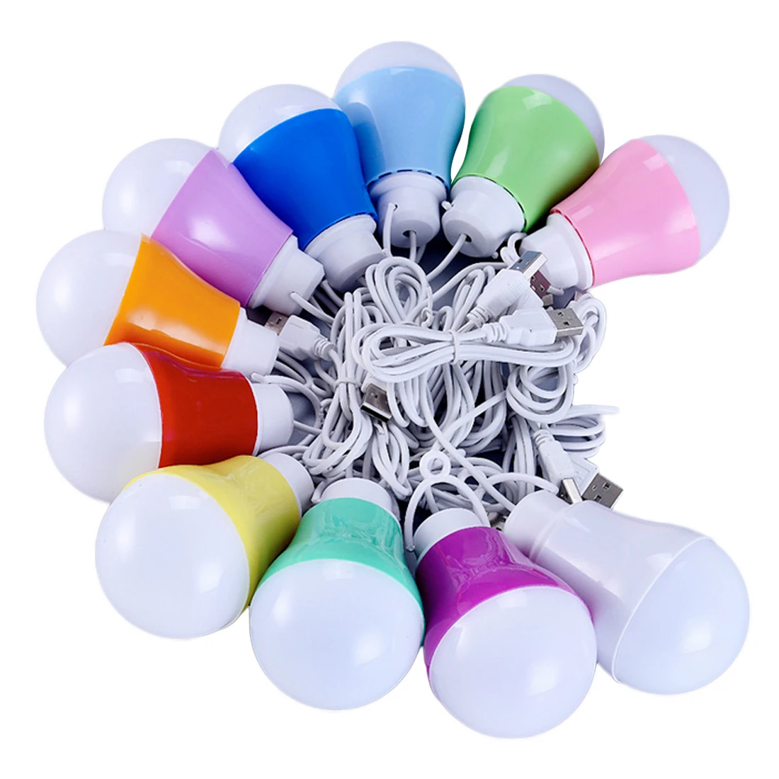 Colorful USB Bulb Light PVC 5V 5W portable Lamp LED for hiking camping