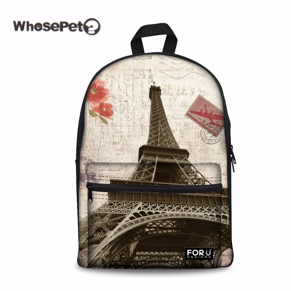 

WHOSEPET Eiffel Tower Pattern 2018 Middle School Bags for Teenager Girls Back to School Backpack Fashion Female Schoolbags Hot