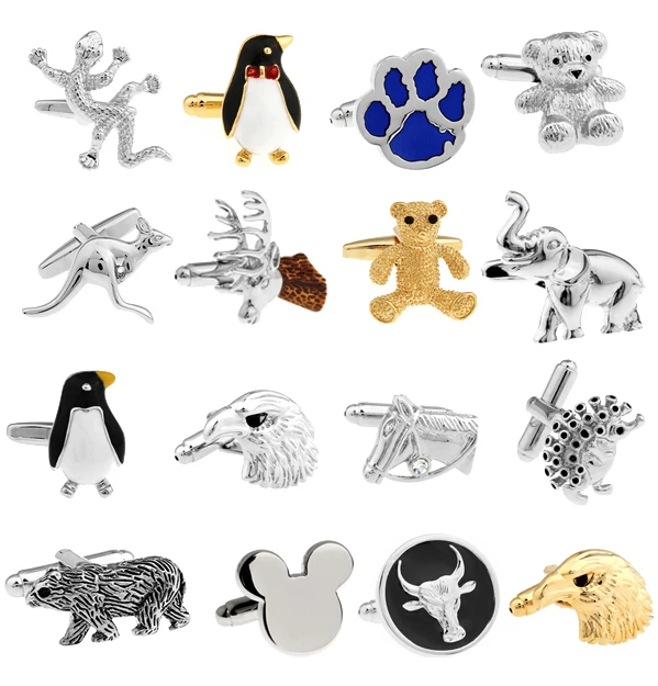 

Free shipping Cuff Links horse design animal series bear elephant penguin kangaroo eagle men cufflinks whoelsale&retail