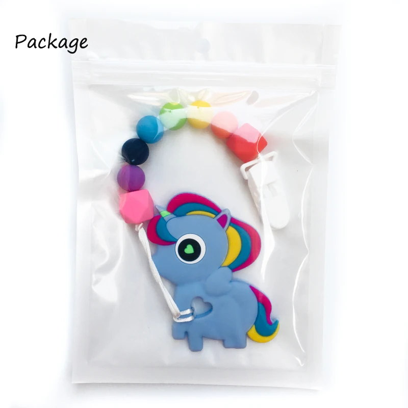 Chupeta do Bebê Mordedor de Silicone Feitas à Mão Colorido do Grânulo Brinquedo da Mastigação Titular da Chupeta Unicórnio Cadeias Engraçado Clips Chupeta Cadeia Infantil 8 Cheap Estojos e corrente p chupetas