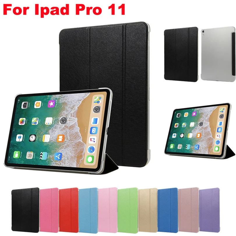 

For iPad Pro 11 inch 2018 Tablet Case Tri-fold silk Slim Shell Smart Stand Cover with Auto Sleep/Wake A30