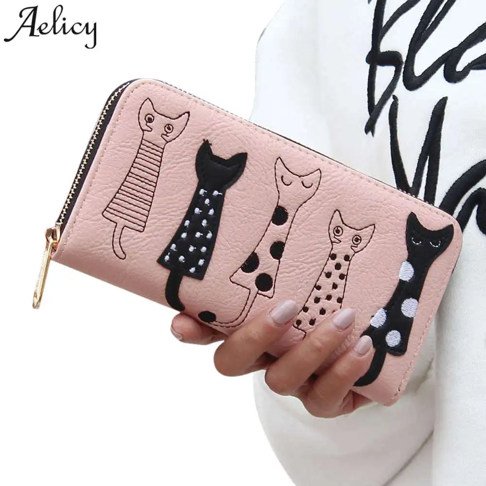 Aelicy роскошный высококачественный Женский кошелек с мультяшным котом креативный