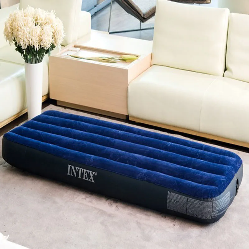 

INTEX 68950 76*191*22CM Single Person Use Flocking And Stripe Air Bed Increased Inflatable Mat Air Mattress Camping Mat