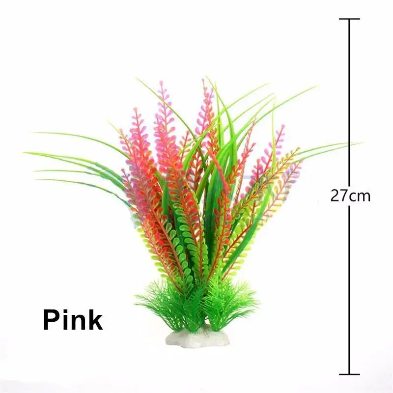 27 см пластиковое искусственное растение украшение для аквариума - Цвет: Розовый
