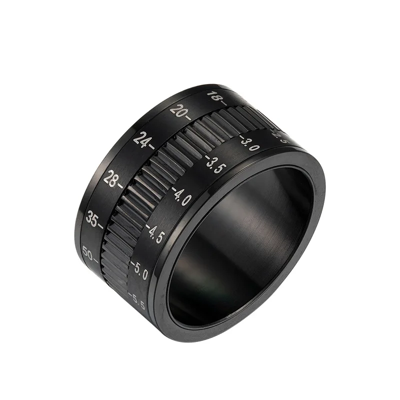 

12 mm Titanium Steel Rotating Camera Lens Ring Men's Ring