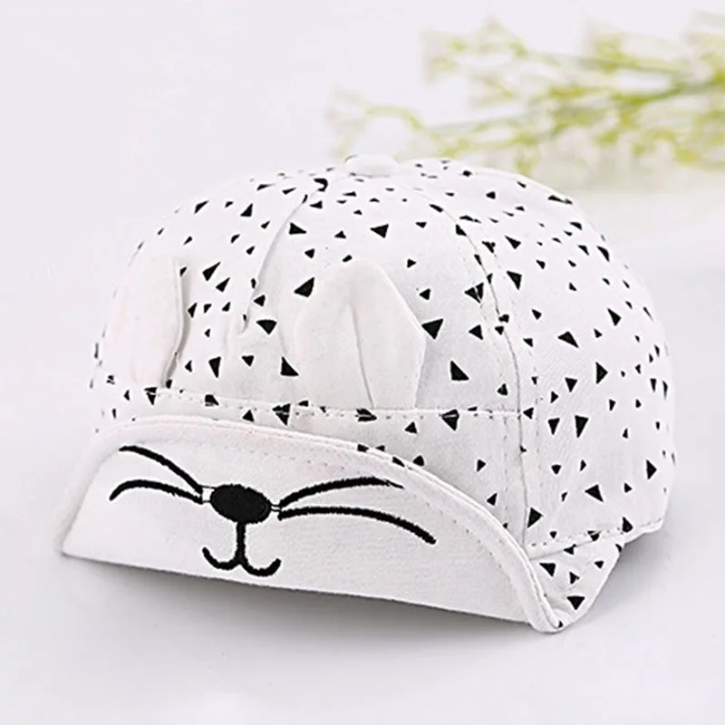

New Arrivals Children Comfortable Cotton Cute Cat Cap Sun Protect Hats for 46-50cm Head Girth Outdoor Sportswear Hiking Parts