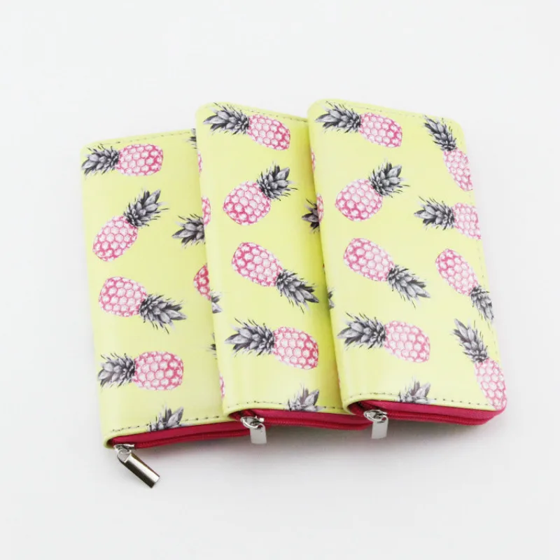 

Pink Pineapple Fruit PU Long Wallet Leather Cartoon Wallet Women Fashion Phone Hand Bag for Teenagers Purses Dropshopping