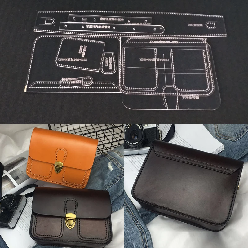 

Acrylic Stencil Laser Cut Template DIY Leather Handmade Craft Shoulder Bag Sewing Pattern 180x140x60mm