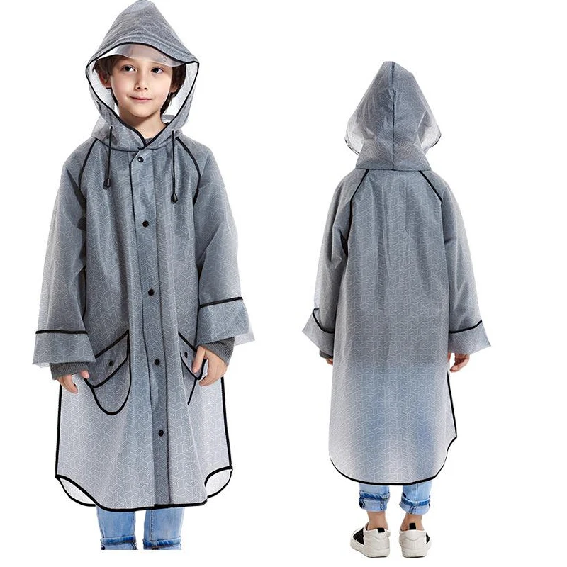 

DINIWELL Eva Transparent Hooded Children Raincoat Original ECO-Friendly Poncho Suits Wave Pot Pprinting Fashion Eedging Raincoat