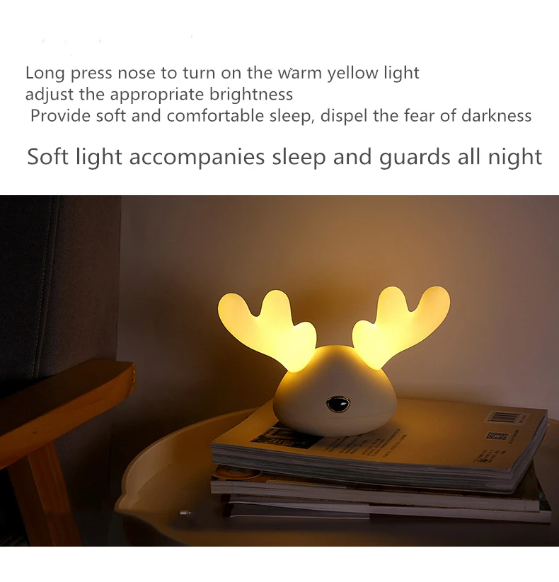 Креативный светодиодный ночник с оленем, силиконовый ночник для зарядки, подарок на день рождения