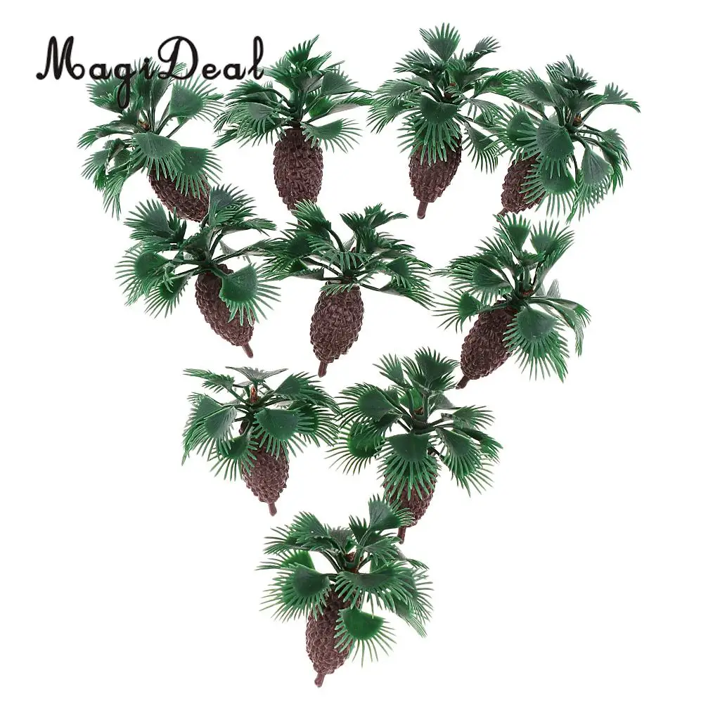 MagiDeal 10Pcs Plastic Palm Tree Model Train Track Street Railway Park Garden Scenery Miniature Scene Model Building Prop 5cm