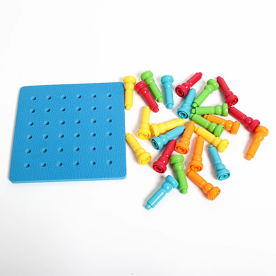 Пузырьки и блоки колышки и доски для пегборда Набор строительных блоков с креп резиновый Pegboard, 25 колышков Развивающие игрушки для детей