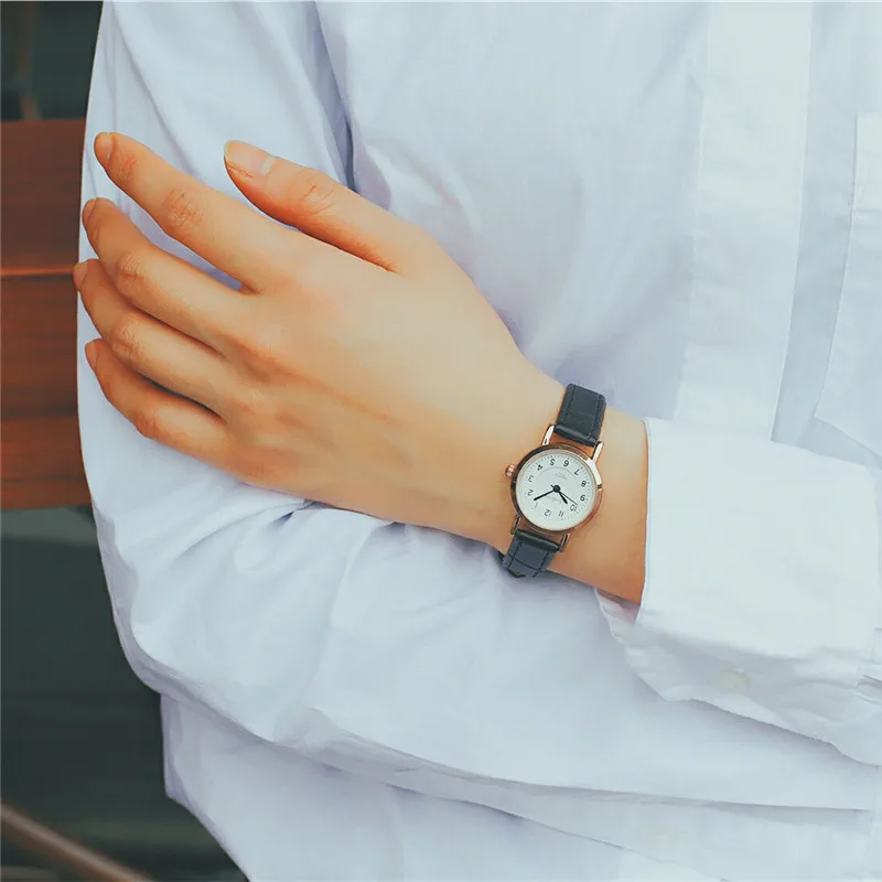 Женские часы с кожаным ремешком розовое золото|mujer|mujer reloj |