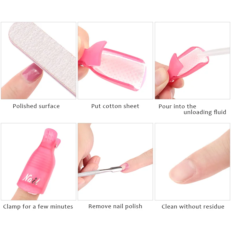 Soak Off Clips - Nail Caps Pink 10 st.