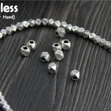 Бесклеевые настоящие S 925 пробы серебряные бобы Бисероплетение аксессуары ювелирные изделия DIY многоугольные шарики разделитель бусины Выгравированные цветы фурнитура