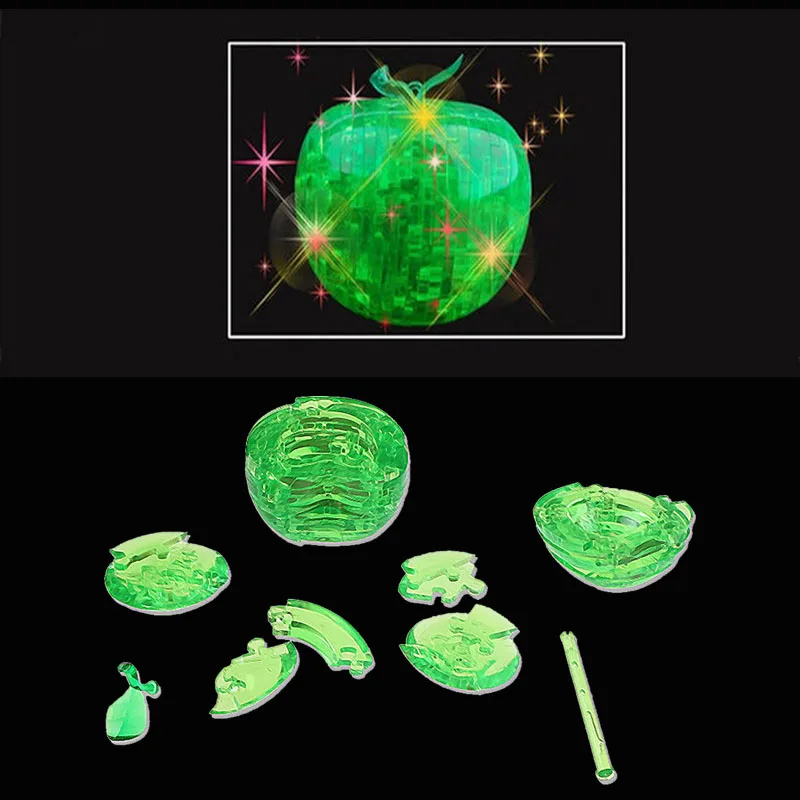 1 шт. 3D пазл Apple DIY для взрослых Хрустальная головоломка со светодиодной