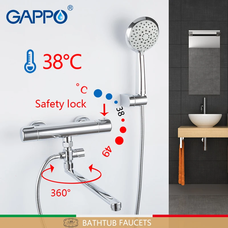 Online Grifos de bañera de GAPPO, termostato de pared, juego de ducha, mezclador termostático de baignoir, grifos de bañera de cuarto de baño