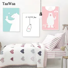 TAAWAA Cute Bear Posters and Prints Wall Art Canvas Painting Nordic Style Nursery Animal Decorative Picture Baby Room Decoration TAAWAA Cute Bear Posters and Prints Wall Art Canvas Painting Nordic Style Nursery Animal Decorative Picture Baby Room Decoration