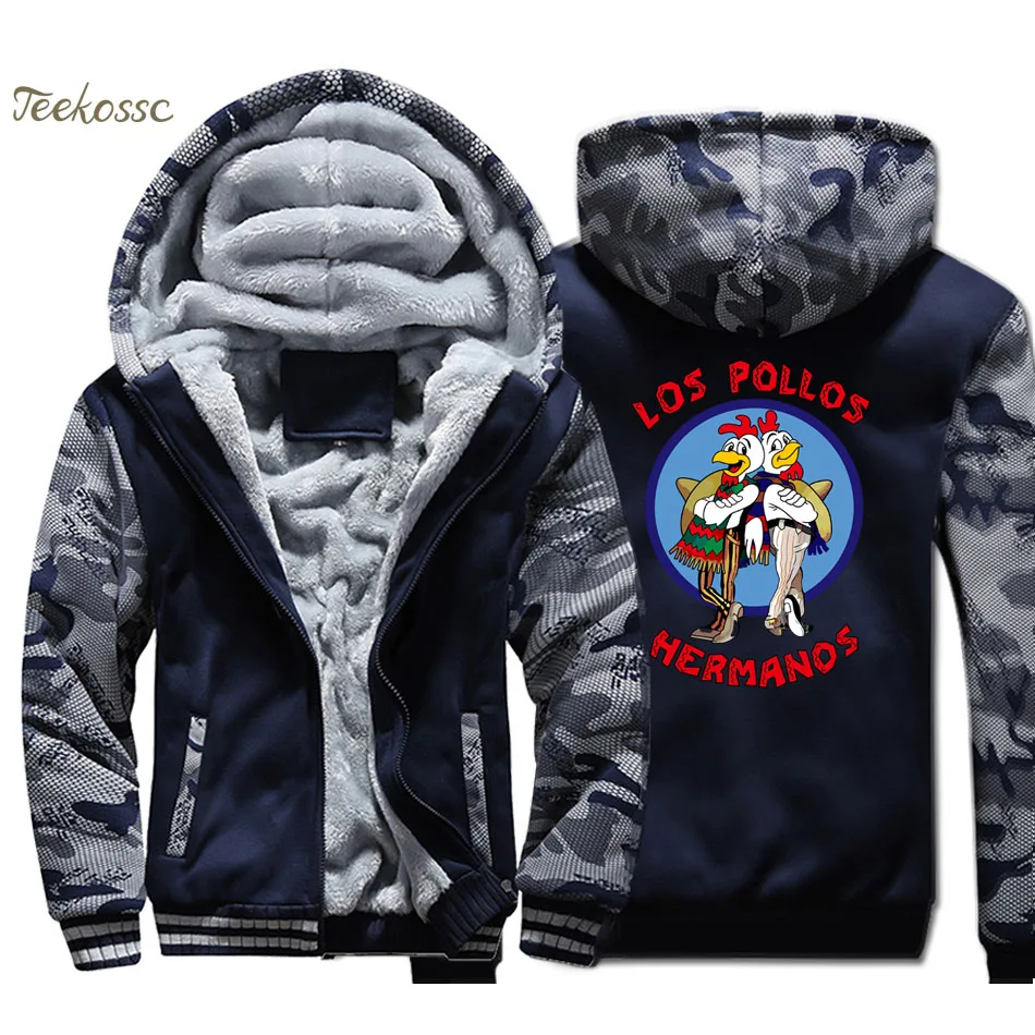 

Breaking Bad Hoodie Men LOS POLLOS Hermanos Hooded Sweatshirt Chicken Brothers Coat 2018 Winter Thick Fleece Warm Hipster Jacket