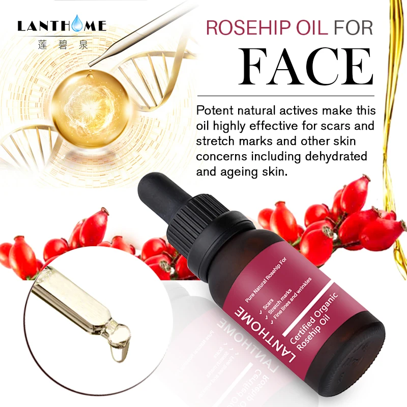 

Pure Organic Rosehip Oil for Scars Fine Lines Wrinkle Stretch Marks Dehydrated Ageing Skin Whitening Moisturizer Anti-Aging 10ml