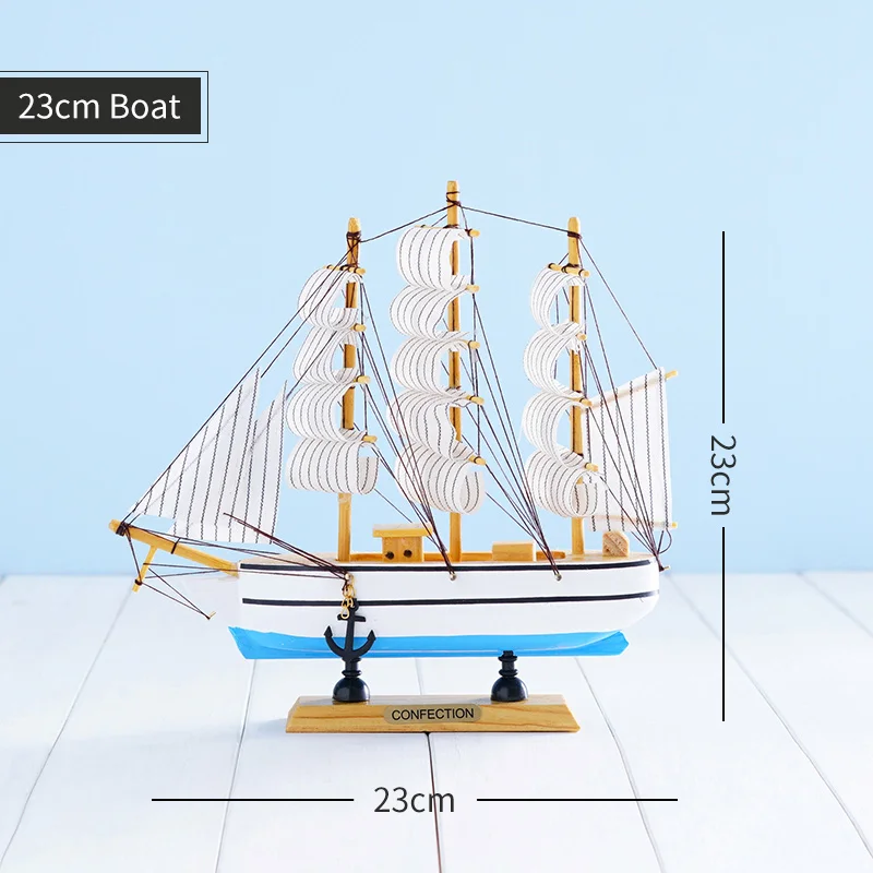 Ручной работы деревянные парусники домашний Декор Ретро корабль ремесла модель дерево украшение парусник подарок на день рождения Сувениры дети FCMX - Цвет: 23cm