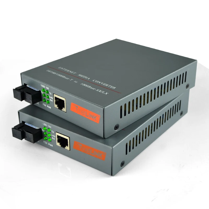 

1Pair 10/100/1000Base Netlink simplex SC HTB-GS-03-AB Fiber Optic 20KM RJ45 Enternet Media Converter Fiber transceiver converter