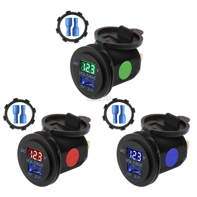 2.1A 5V Motorcycle Car LED Socket Voltage Display USB Charger Voltmeter Panel July DropShip 2.1A 5V Motorcycle Car LED Socket Voltage Display USB Charger Voltmeter Panel July DropShip