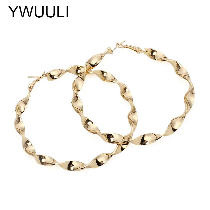 

New Exaggerated Aros Geometric Wave Hoop Earrings for Women Big Round Circle Statement Earrings Brincos Fashion Jewelry RY155