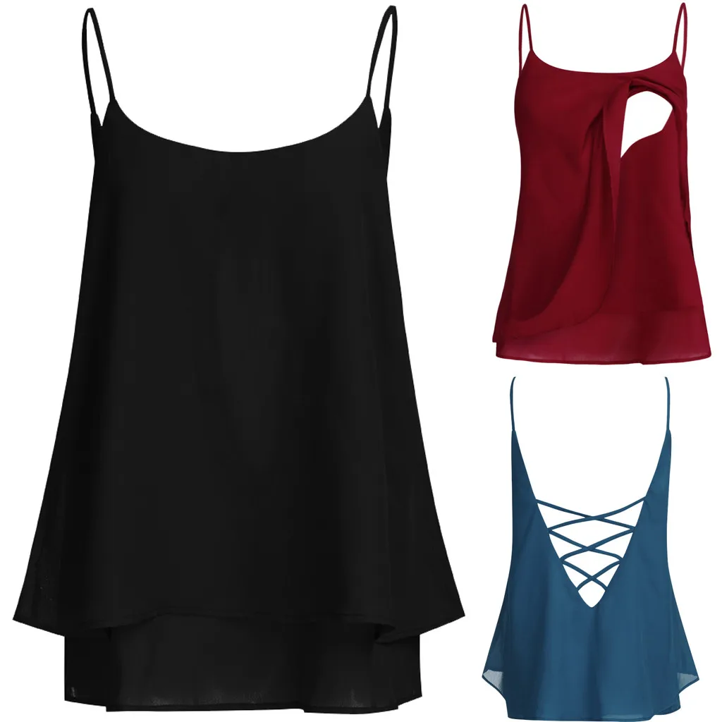 

Maternity Breastfeeding Tops Sleeveless Blackless Strap Solid Tshirt Blouse Summer Nursing T Shirt Clothes For Women Pregnant