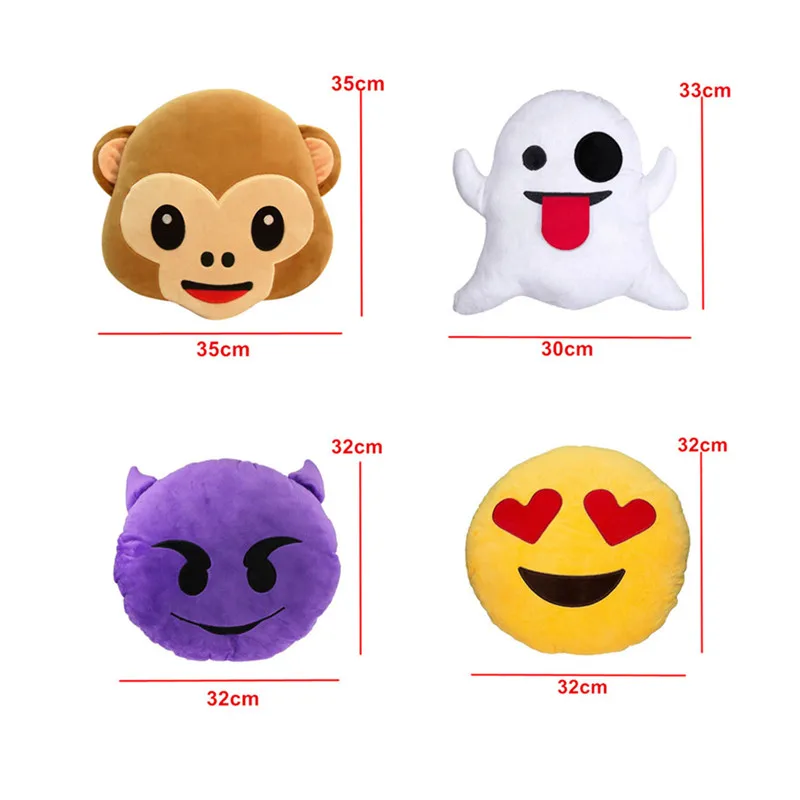 

Hot Sale Cute Smiley Face Emoji Pillow Soft Plsuh Home Sofa Throw Pillow Seat Cushion Monkey Ghost Emoticon Style Almofadas