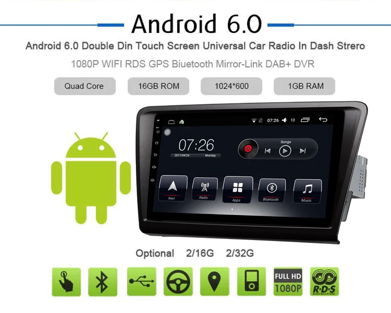 Excellent Android 7.1 Car Multimedia Player 9 inch audio radio video entertainment I din navigation system for Skodarapid 2013-2018 4