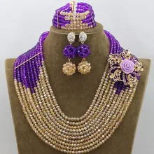 Нигерийские Свадебные африканские бусы Ювелирные наборы Новая африканская бижутерия набор 10 строк индийское ожерелье для невесты комплект AIJ043