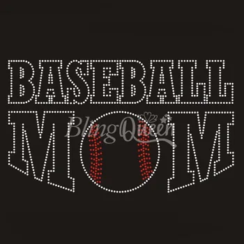 

BlingQueen 25PCS/LOT Korean Iron On Rhinestone Motifs Baseball Mom Design