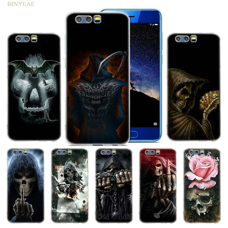 

BINYEAE Grim Reaper Skull Skeleton Soft TPU case cover for Huawei Honor 8 9 10 lite 7X 6A 6X 6C Pro