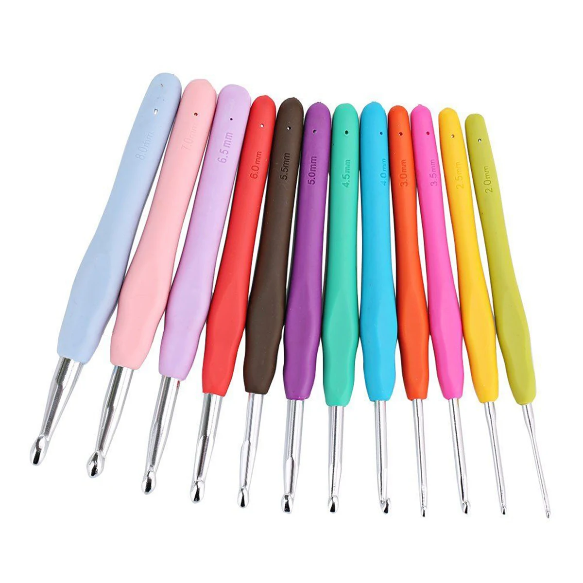 12pcs Soft Handle Needles Knitting Weaving Crochet Hooks Craft Yarn Aluminum