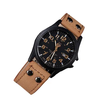

1PCS Men's Leather Watch 2019 Simple Digital Scale Calendar Alloy Dial Fashion Wrist Watch Gift bayan saat a6