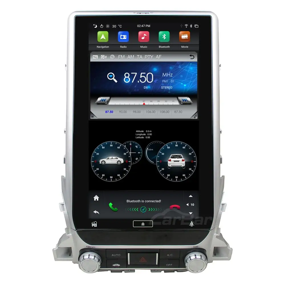 Excellent Carbar 13.3" Tesla Style Android 8.1 Car DVD GPS Player For Toyota Land Cruiser LC200 2018 Car Stereo Radio Navigation Audio 2