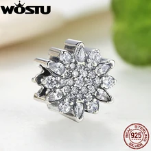 100% 925 De Cristal de Hielo de Plata Del Grano Del Encanto Con Clear CZ Fit Pandora Original Pulsera Joyería Collar de Auténtico Lujo