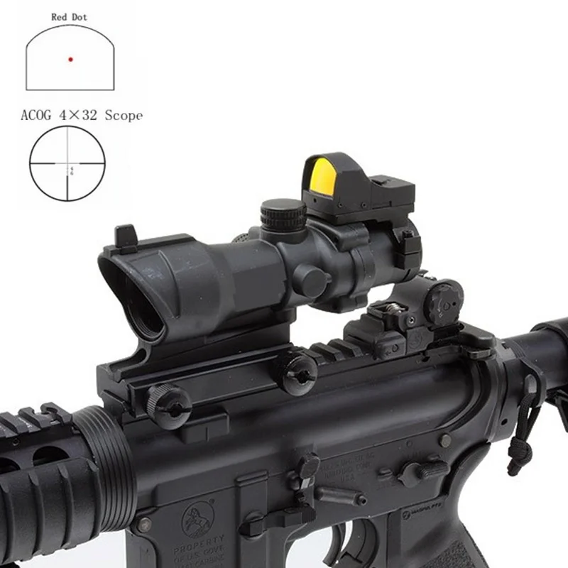 Цель Acog 4X32 оптический прицел с мини Красный точка зрения снайпер прицел Охота стрельба прицел AO5317