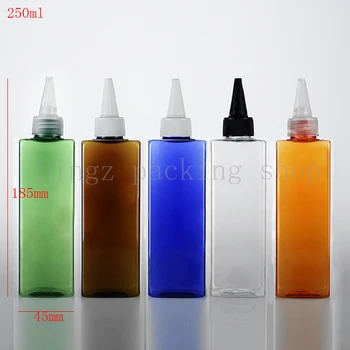

Capacity 30pcs 250ml Recycling container with pointed cap liquid, refillable square transparent empty plastic portable bottles