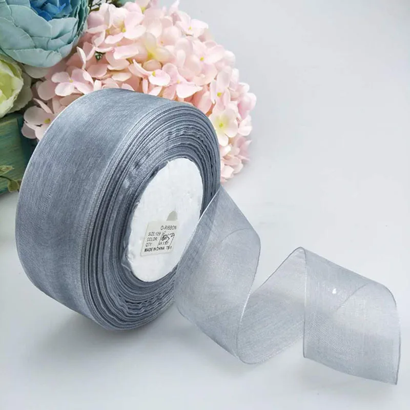 4cm 45meter Crystal Organza Ribbon Roll Invitation Card Gift Box Packaging Ribbon Sewing Craft For Home Wedding Party Decoration - Цвет: T19